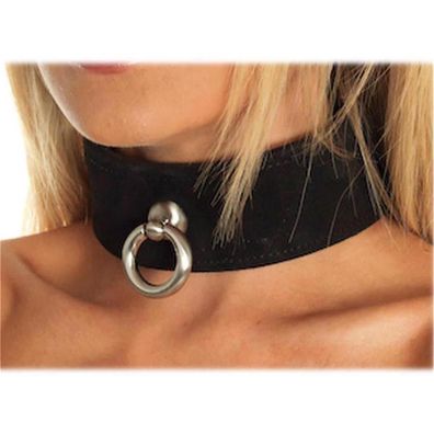 Leder Halsband mit O-Ring verstellbar 35-43 cm