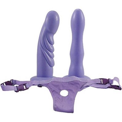 Ultimate Twin Doppel Strap On 2er Dildo Set lila