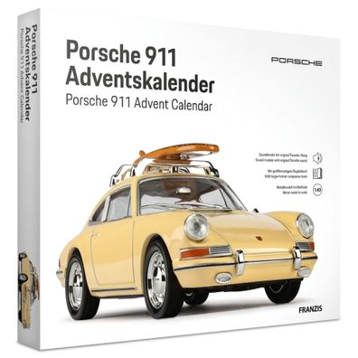 Porsche 911 mit Surfboard Modellauto Fahrzeugbaustz Adventskalender Franzis