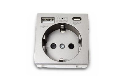 Schneider Electric Merten USB Schuko Steckdose MEG2367-0460 Aluminium