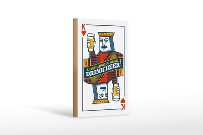 Holzschild Bier König Drink Beer King, 3 vers Größen, Spruch