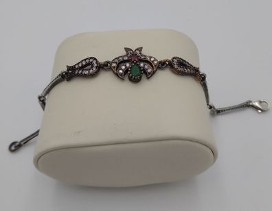 Silber Armband 0,925 Sterling und Rubin und Smaragd und Zirkonia