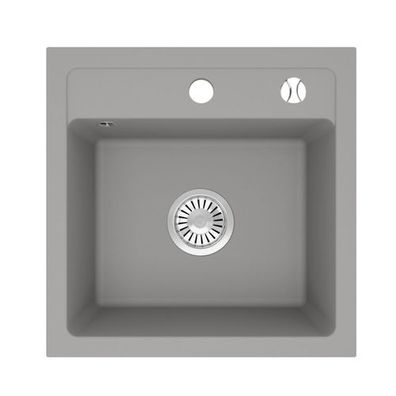 Manestein Granitspüle Bella quadratisch 44 x 44 cm mit Siphon Grau