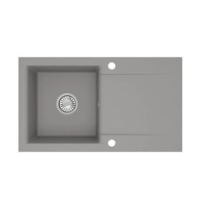Manestein Granitspüle Luna 76 rechteckig 76 x 44 cm mit Abtropffläche Grau