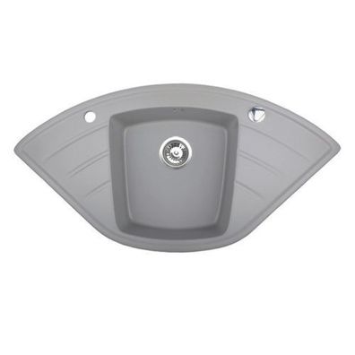Manestein Granitspüle Altair trapezförmig 96,5 x 50 cm mit Abtropffläche Grau