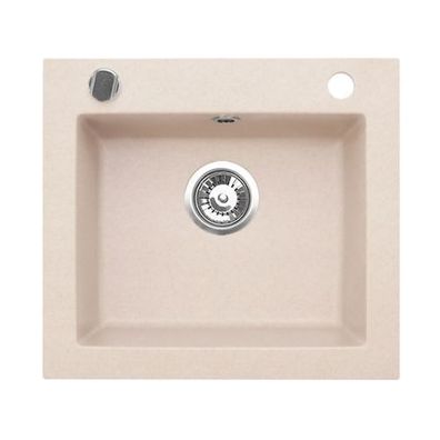 Manestein Granitspüle Argo rechteckig 48,5 x 44 cm mit Siphon Beige
