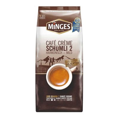 MINGES Caf&eacute; Crema Schmüli 2 ganze Bohnen 1000g