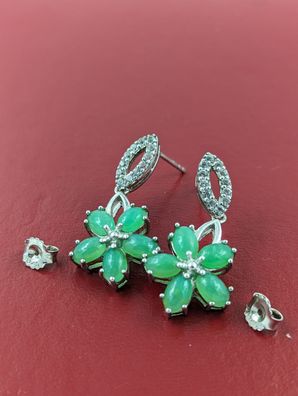 Hängeohrring Blumenform 0,925 Sterlingsilber Peridot Zirkona