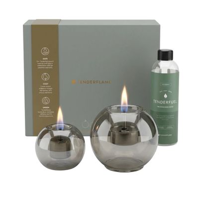 Tenderflame Geschenkset Globus Canale 10 und 15 Graphite+0,5 L Tenderfuel TF-600521