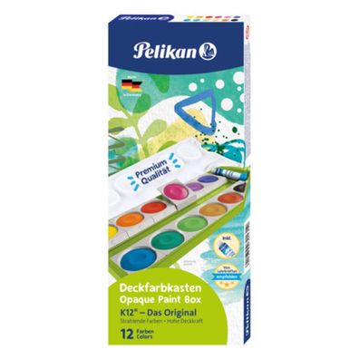 Pelikan Farbkasten K12 Grün inkl. Deckweiß, 12 Farben