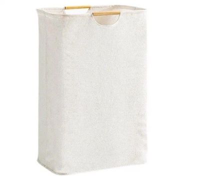 Relota Wäschekorb Faltbarer Geflochten Weiß 39×53×27 cm, Wäschesammler