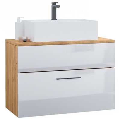 Waschbeckenschrank LUPO LP7 artisan eiche / weiß hochglanz