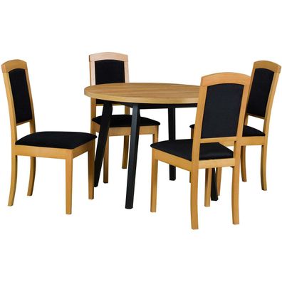 Tisch DS43 Grandson Laminat / Schwarz + Stéhle DK42 (4 Stk.) Grandson / 29B