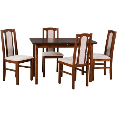 Tisch DS3 Nussbaum Laminat + Stéhle DK7 (4 Stk.) Nussbaum / 11B