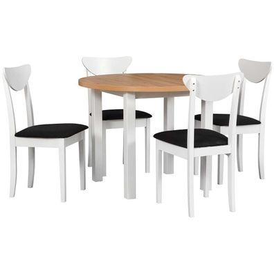 Tisch DS25 Artisan Laminat / Weiß + Stéhle DK45 (4 Stk.) Weiß / 13B