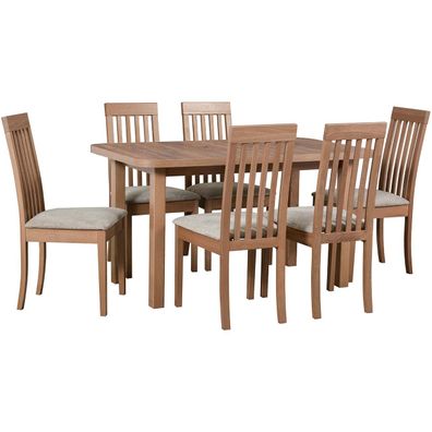 Tisch DS13 helles Nussbaum Laminat + Stéhle DK37 (6 Stk.) helles Nussbaum / 35A