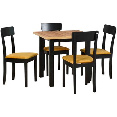 Tisch DS8 Wotan Laminat / Schwarz + Stéhle DK44 (4 Stk.) Schwarz / 23B