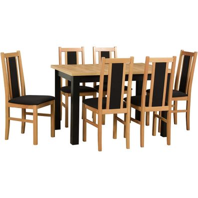 Tisch DS4 Grandson Laminat / Schwarz + Stéhle DK11 (6 Stk.) Grandson / 13B