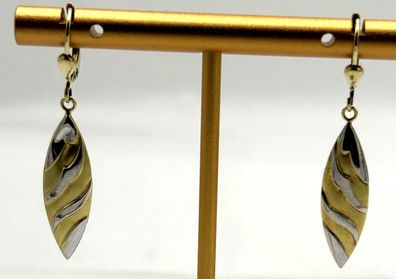 Wunderschöne Gold Ohrringe/Ohrhänger 8K/0,333 Gelb- und Weißgold