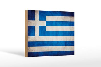 Holzschild Flagge Griechenland Fahne, 3 vers Größen, Spruch