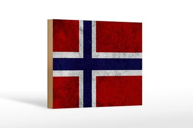 Holzschild Flagge Norwegen Fahne, 3 vers Größen, Spruch