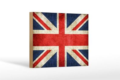 Holzschild Flagge United Kingdom Fahne, 3 vers Größen, Spruch