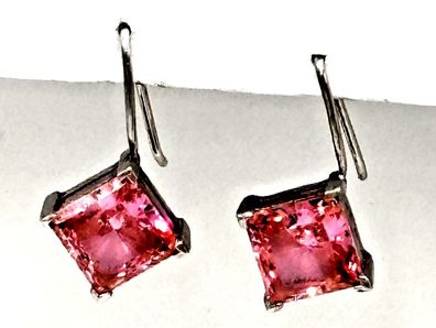 Hängeohrringe 0,925 Sterlingsilber rosa Zirkon