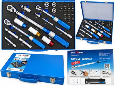 Kraftwelle Profi Drehmomentschlüssel Set 32 teilig 1/4 , 3/8, 1/2 Zoll Umschaltknarre