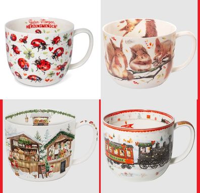 1 Kaffeebecher Marienkäfer, Eichhörnchen, WinterMarkt, Eisenbahn, Tassen Tasse 700 ml