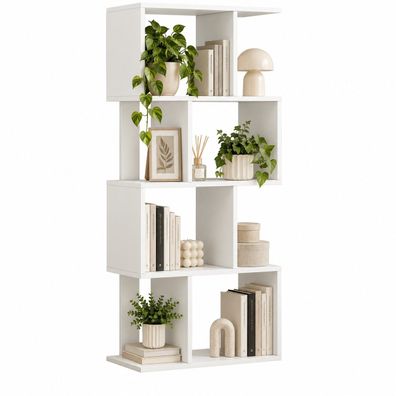 Weißes, offenes Standregal, 140 cm, für Bücher und Deko im Loft-Stil