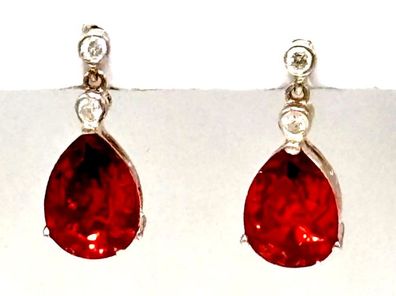 Hängeohrringe 0,925 Sterlingsilber rote Zirkone