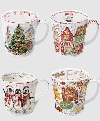 1 Kaffeebecher Winterdorf Pinguine Lebkuchen Tannenbaum Kaffeetasse Tassen Teetassen