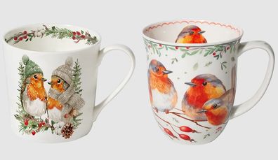 1 Kaffeebecher Rotkehlchen Kaffeetasse Tassen Teetassen Kaffeepott Henkelbecher Vögel