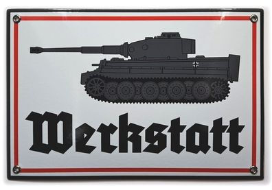 Emailleschild Tiger-Panzer - Werkstatt - 20 x 30 cm - Limitierte Auflage! NEU