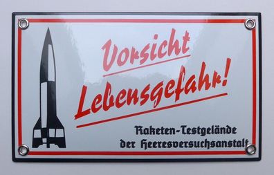 Emailleschild V2 Raketen-Testgelände 12 x 20 cm NEU!