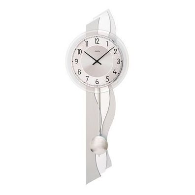 AMS W7476 Pendelwanduhr mit Holzgehäuse und Aluminium-Auflage