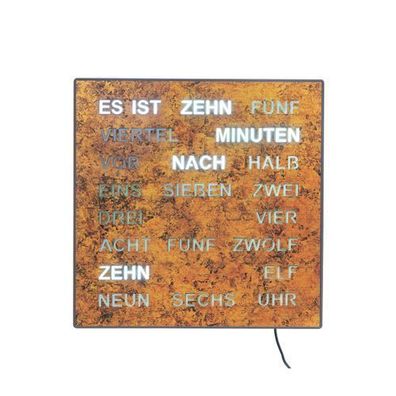 AMS T1243 Tischuhr mit LED-Wortuhr und Wurzelstruktur-Zifferblatt