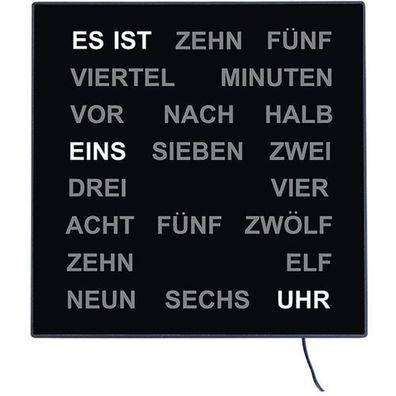 AMS T1235 Tischuhr mit LED-Wortuhr und 220V-Adapter