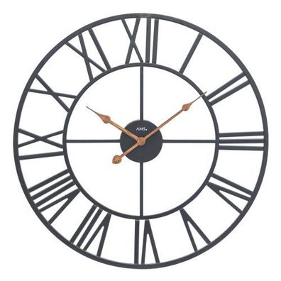 AMS W9685 Wanduhr mit Metallgehäuse und Metall-Zifferblatt