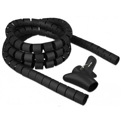 DELOCK Spiralschlauch m. Einziehwerkzeug 2,5m x 30mm schwarz