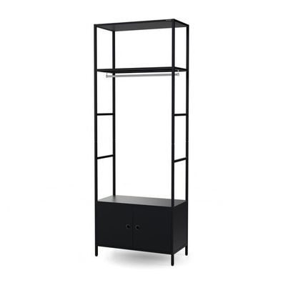 Büro-Regal mit Kleiderstange aus Metall, schwarz, 800 × 2200 × 400 mm