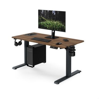Ergonomischer, höhenverstellbarer elektrischer Schreibtisch, Nussbaum: 120x60cm: ARIA