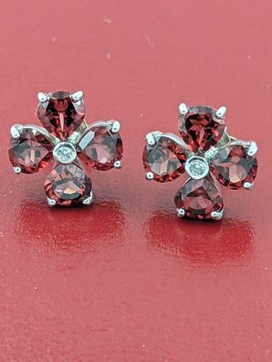 Juwelo Mosambik-Granat-Silberohrringe 0,925 Sterlingsilber