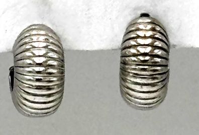 Silber gerippte Creolen 0,925 Sterligsilber
