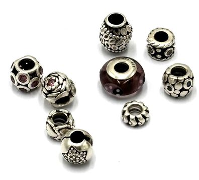 9 Pandora Charms 0,925 Sterlingsilber