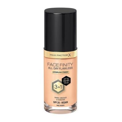 Max Factor Facefinity All Day Flawless 3in1 Flüssigfoundation N42 Elfenbein, 30m