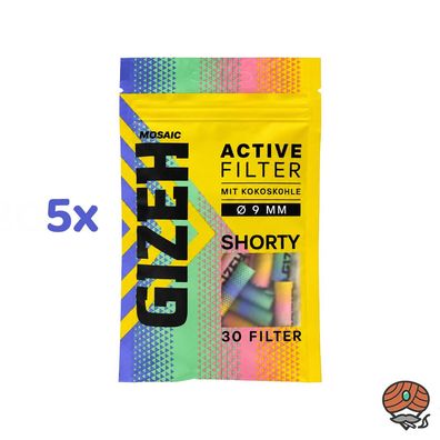 Gizeh Mosaic Active Filter Aktivkohle aus Kokosnussschalen 8mm - 5x 30 Stück