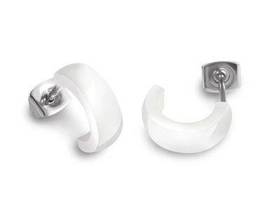 Boccia Schmuck Damen-Ohrringe Halb-Creolen Titan Keramik Weiß 0584-01