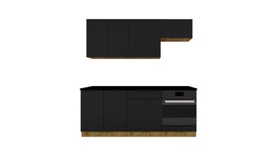 Küchenzeile Isabel 200 cm Artisan Eiche/Schwarze Erbse