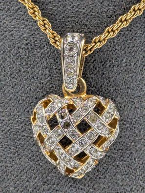 Swarovski Collieranhänger Herz Kristalle vergoldet